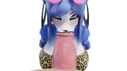 3d 3d_model 3d_render big_breasts blank_background blowjob blowjob_face breasts clothing earrings eye_contact eyeshadow female fox furry game_cg green_eyes huge_cock jewelry krystal krystal_(dogzeela) looking_at_viewer male_penetrating oral pink_penis pov precum reach06 star_fox sucking_penis sunglasses_on_head