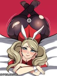 1girls ann_takamaki ass big_ass big_breasts blonde_hair bottom_heavy breasts bubble_butt bunny_ears bunny_tail bunnysuit busty clothing dat_ass face_down_ass_up fat_ass female female_only huge_ass huge_breasts hyperrxgue large_ass large_breasts looking_at_viewer massive_ass persona persona_5 solo thick_ass thick_thighs top-down_bottom-up wide_hips