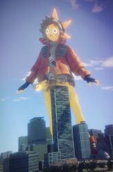 big_penis building city city_background city_destruction giant giant_male giant_penis macro_male macrophilia skinny_male sunspot_(fortnite)