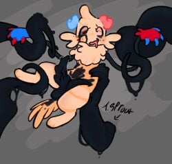 dandy's_world fluffy goob_(dandy's_world) held_by_tentacles held_up ichor monster_penis restrained size_difference sprout_(dandy's_world) tentacle textured_penis transformation twisted_goob_(dandy's_world) twisted_sprout_(dandy's_world)
