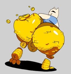 1boy 2025 animate_inanimate anthro balls bottom_heavy bottomless coins dream_bbq ena_(series) facing_away feline gay kane_(dream_bbq) kane_(ena) ligojune looking_back looking_back_at_viewer male male_only slapping_butt slapping_own_ass smacking_own_ass solo solo_male tagme yellow_body