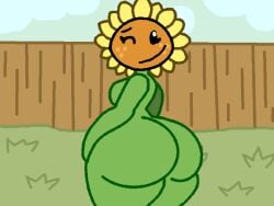 1girls anthro anthrofied ass ass_focus breasts female flora_fauna plant plant_girl plant_humanoid plantie plants_vs._zombies plants_vs_zombies popcap_games pussy sunflower_(pvz) things1