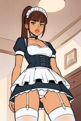 ai_generated captain_fall liza_burrel maid panties pussy_focus upskirt white_lingerie white_panties white_stockings
