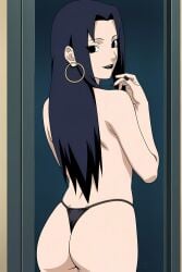 , ai_generated ass black_lipstick black_nails black_thong earrings from_behind mikoto_uchiha mother naruto naruto_(series) naruto_shippuden thong