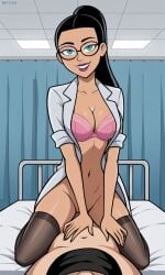 ai_generated ass athletic athletic_female bigmic145 black_hair bottomless bra breasts bust busty cleavage cowgirl_position curvy curvy_body curvy_female curvy_figure danny_phantom doctor eyelashes female fit fit_female glasses hips hourglass_figure implied_penetration implied_sex lab_coat labcoat long_hair nickelodeon paulina_sanchez ponytail sexually_suggestive teal_eyes tease teasing thick_thighs thigh_highs thighhighs thighs voluptuous waist