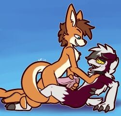 2025 anthro anthro_on_anthro black_nose blue_background bodily_fluids brown_hair chest_grab claws collar collar_only duo erection eye_contact finger_claws floppy_ears freckles frottage fur generation_7_pokemon genital_fluids genitals glans grey_body grey_claws grey_fur grey_hair grey_pawpads grin hair humanoid_genitalia humanoid_penis interspecies kangaroo looking_at_another lycanroc macropod male male/male mammal marsupial motion_lines nintendo nude orange_body orange_fur pawpads penile penis pink_glans pink_penis pokemon pokemon_(species) precum pupils red_body red_fur sex sharp_teeth simple_background smile tail tail_around_leg tail_around_partner teal_eyes teeth toe_claws tongue tongue_out ultilix white_body white_fur white_hair white_inner_ear yellow_eyes yellow_pupils yellow_sclera