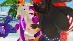 1girls 2futas 3d american_flag_bikini armwear big_breasts black_body blush bonfie bonfie_(cryptia) bonfie_(cryptiacurves) bonnie_(cally3d) bonnie_(fnaf) breasts canid digimon female five_nights_at_freddy's fnaf fredina's_nightclub futanari huge_breasts intersex miniskirt pasties pokemon pokemon_(species) renamon sloppydragons tagme text thighhighs tongue tongue_out vrchat yellow_body zoroark_(bom39)