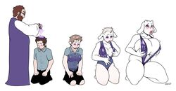 1girls 2boys anthro bimbo bimbofication blackshirtboy breast_expansion breasts furry gender_transformation huge_breasts mtf_transformation tagme toriel transformation undertale