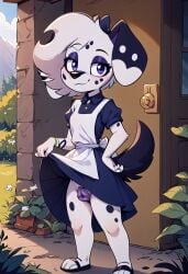 101_dalmatian_street 101_dalmatians ai_generated alice_in_wonderland animal_pussy canid canine canis disney female furry pussy vanny_(101_dalmatians) vanny_(whistlerarts29)