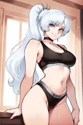 1female 1girls 2025 ai ai_assisted ai_generated blacked blacked_clothing blackedcommiss1 clothed clothing female looking_at_viewer rwby solo solo_female solo_focus weiss_schnee