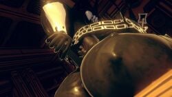 1girls 3d anthro ass beast_bendy_(cryptiacurves) beast_darling_(cally3d) beast_darling_(dreams_come_true) belly bendy bendy_and_the_ink_machine bendy_the_dancing_demon big_ass big_butt big_teeth black_body black_fur black_skin from_behind low-angle_view sloppydragons solo tagme tail tail_grab vrchat
