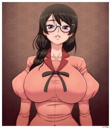 bakemonogatari glasses hanekawa_tsubasa huge_breasts monogatari_(series) simmsy tagme