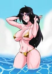 bikini disney disney_channel female gearfou gearthefae genderswap_(mtf) golden_bikini gravity_falls long_hair pale-skinned_female pale_skin robbie_valentino rule_63