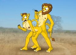 anthro awkward conjoined duo felid female lion male mammal pantherine siamese_twins straight stuck_together theyton