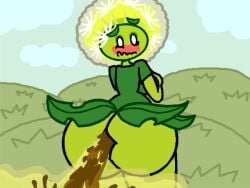 1girls anthro anthrofied ass ass_focus breasts dandelion_(pvz) fart fart_cloud fart_fetish farting female flora_fauna plant plant_girl plant_humanoid plantie plants_vs._zombies popcap_games pussy scat thing1s