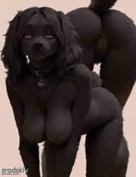 1girls ai_generated anus ass big_breasts black_fur completely_nude female furry hentai mature_female multiple_views nipples original_character purple_eyes pussy srodskiy tagme vulgar