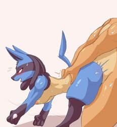1boy 1girls abs absurd_res ambiguous_penetration anthro anthrofied blue_body blue_fur blush bodily_fluids breasts canine charizard cooliehigh dragon duo female female_penetrated from_behind_position fur furry hi_res interspecies larger_male lucario male male_penetrating male_penetrating_female nintendo nipples penetration pokemon pokemon_(species) pokemon_dppt pokemon_rgby rape raped scalie sex size_difference smaller_female straight sweat video_games