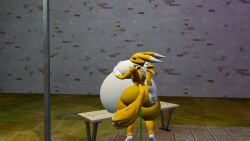 afurryaltnsfw air_inflation anthro bandai_namco belly belly_expansion belly_inflation digimon digimon_(species) expansion female hose hose_inflation inflation renamon solo