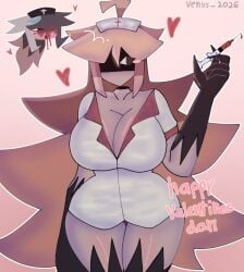 2026 2girls big_breasts big_thighs black_eyes blonde_hair breasts claws dangerous_forest fen_(kaaatie) fpe fundamental_paper_education gloves heart holding_object holding_syringe idk_what_to_tag_it kaaatie lesbian_couple long_hair looking_to_the_side nosebleed nurse nurse_cap nurse_uniform syringe venus_2026 watermark xister xister_(kaaatie) xisterxfen yuri