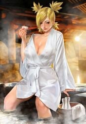 1girls bare_legs bare_shoulders bare_thighs bathing bedroom_eyes big_breasts blonde_hair blush boobs boruto:_naruto_next_generations breasts busty detailed_background drunk drunk_female erect_nipples erect_nipples_under_clothes exposed_breasts eyelashes female female_focus female_only green_eyes hair_ribbon hi_res high_resolution highres hot_spring inner_sideboob large_breasts light-skinned_female light_skin lips lipstick looking_at_viewer makeup mature mature_female milf naruto naruto_(series) nipple_bulge no_bra nose_blush onsen pale-skinned_female pale_skin pigtails pink_lips pink_lipstick pinup realistic ribbons robe sake sake_bottle sake_cup sake_dish seductive seductive_eyes seductive_look seductive_pose shonen_jump shounen_jump shueisha solo solo_female solo_focus spiky_hair temari tied_hair twintails very_high_resolution voluptuous voluptuous_female weekly_shonen_jump weekly_shounen_jump white_robe wine yellow_hair yiqiang