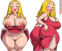 american_dad bedroom_eyes big_areola big_ass blonde blonde_female blonde_hair blonde_hair_female breasts coldarsenal exposed_pussy francine_smith grabbing_own_ass housewife huge_ass huge_breasts lifting_dress looking_at_viewer looking_back looking_back_at_viewer mature_female mature_male mature_woman milf necklace pussy shaved_pussy thick thick_ass thick_lips thick_thighs thighs