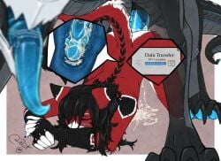 2025 all_fours android anthro anthro_on_feral anthro_penetrated ara_(fluff-kevlar) big_penis black_hair black_markings blokfort blush bodily_fluids claws closed_eyes cum cum_inside duo english_text felid feline female feral feral_penetrating feral_penetrating_anthro fur genital_fluids genitals hair huge_cock internal machine male mammal markings paws penetration penis red_body red_fur robot sex silicone simple_background text tongue vaginal_penetration vst_(fluff-kevlar) white_body white_fur zoophilia