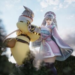 3d alternate_breast_size breast_expansion breast_press giantess melia_antiqua nia xenoblade_(series) xenoblade_chronicles xenoblade_chronicles_2