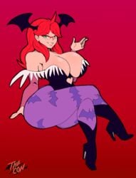 1girls capcom clothing connie__(thecon) cosplay darkstalkers glasses huge_ass huge_breasts large_breasts morrigan_aensland_(cosplay) original original_character solo solo_female tagme thecon