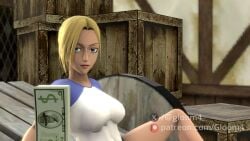angry angry_face animated animation anime annie_leonhardt annoyed attack_on_titan big_breasts big_butt blonde_hair clothed hi_res human looking_at_viewer money outside patreon prostitution public shingeki_no_kyojin shocked shocked_expression short_hair tagme video white_body