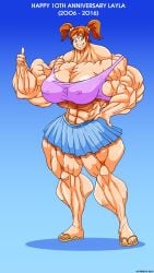 abs atariboy biceps big_breasts big_muscles breasts brown_hair female hair huge_breasts large_breasts large_muscles muscles muscular muscular_arms muscular_female muscular_legs muscular_thighs pecs
