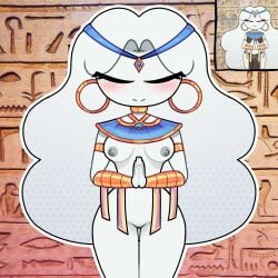 egyptian_clothes egyptian_female female gold_jewelry hips hips_wider_than_shoulders large_thighs long_hair small_breasts usekh_collar white_body white_hair wide_hips xiaro youtube_hispanic youtuber_girl youtubers