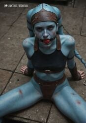 aayla_secura ai_assisted ai_generated alien ball_gag ballgagged bondage bruised bruised_face bruised_leg crying gag redhenxx star_wars twi'lek