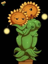 1girls 2girls anthro anthrofied ass breasts female flora_fauna lesbian oddmashine oddrich plant plant_girl plant_humanoid plantie plants_vs._zombies plants_vs_zombies popcap_games pussy sunflower_(pvz) twin_sunflower_(pvz) yuri