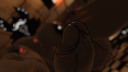 1futa 3d anthro big_breasts big_penis black_body blurry_background breasts close-up from_below futanari intersex karelia_(acerattman) karelia_futanari_(acerattman) low-angle_view open_mouth pierced_nipples piercing precum sitting sloppydragons tagme the_backrooms tongue tongue_out vrchat