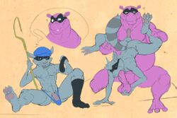 2boys 3:2 3_toes 69_position anthro ass ball_fondling balls cane clothing common_hippopotamus duo erection feet fondling fur gay genitals grey_body grey_fur hat headgear headwear hippopotamid larger_male legwear male male/male male_only mammal mask melee_weapon murray_hippopotamus muscular muscular_male nude oral pawpads penis penis_backwards penis_base penis_size_difference pink_body pink_skin procyonid raccoon ringtail see-saw sex sitting size_difference sly_cooper sly_cooper_(series) smaller_male smooth_fur socks sony_corporation sony_interactive_entertainment spread_legs spreading standing standing_69 standing_sex sucker_punch_productions toes tongue tongue_out underwear upside-down video_games weapon yaoi