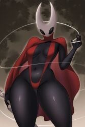 alternate_version_at_source alternate_version_available anthro big_hips black_body black_eyes breasts cape cloak digital_art explicit fanart fanart_from_twitter female glowing hips hollow_knight hollow_knight:_silksong horn hornet hornet_(hollow_knight) horns huge_thighs insect_girl large_breasts mask masked masked_female navel needle nerasberrg nude nude_female pussy red_cape silksong small_breasts solo thick_ass thick_legs thigh_gap thunder_thighs thunderthighs wide_hips wide_thighs