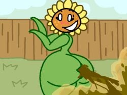 1girls anthro anthrofied ass ass_focus breasts fart fart_cloud fart_fetish farting female flora_fauna plant plant_girl plant_humanoid plantie plants_vs._zombies popcap_games pussy scat sunflower_(pvz) thing1s