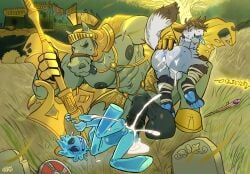after_anal armor cape cum cum_in_ass cum_inside cumming cumming_while_penetrating cumshot elden_ring fromsoftware furry furry_male gay hollowpup horse huge_cock johnny_(johnnyjellyjaw) knight leaking_cum male male/male male/male/male male_only outdoor outdoor_nudity outdoor_sex outdoors outdoors_nudity outdoors_sex penetration sex size_difference slime threesome tree_sentinel twink wolf yaoi