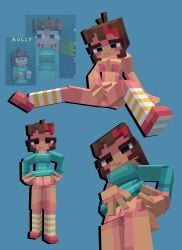 3d :3 accurate_art_style blocky_body breast breasts cubic_body cubic_breasts female female_focus fingering lifting_shirt linky_playz looking_at_viewer masturbation minecraft molly_(linkyplayz) oc original_character peace_sign posing self_upload shy tagme youtube