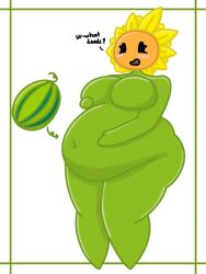 1girls anthro anthrofied ass belly belly_bulge breasts brocolees fat female female_pred flora_fauna inflation melon obese plant plant_girl plant_humanoid plantie plants_vs._zombies plants_vs_zombies popcap_games pred pussy sunflower_(pvz) vore watermelon weight_gain