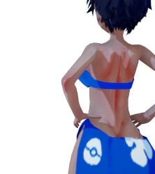1girls 3d ass bandeau bandeau_bikini big_ass big_breasts bikini blue_bikini breasts brown_hair busty butt_crack confident dark-skinned_female from_behind hands_on_hips hi_res large_breasts legs nintendo phoebe_(pokemon) pokemon pose posing sarong sensual sexy short_hair sideboob solo thighs thong_bikini whale_tail