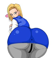 1girls alternate_version_available android_18 blonde blonde_female blonde_hair blonde_hair_female blue_eyes cameltoe censored curvy dragon_ball female huge_ass jinrai short_hair straight_hair thick_lips voluptuous wide_hips yellow_hair