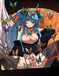 1girls aqua_eyes aqua_hair blue_eyes blue_hair breasts butterfly choker clitoris collarbone cum cum_inside cumdrip female hatsune_miku highres long_hair nude original penguin_caee pussy pussy_juice smile solo spread_legs spread_pussy thighhighs tied_hair twintails uncensored urethra vocaloid