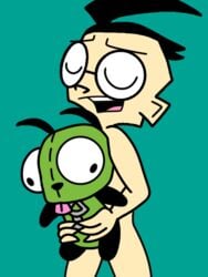 1boy black_hair dib_membrane gir_(invader_zim) green_fur invader_zim male_only nickelodeon