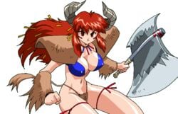 00s 1girls alternate_species angry armlet axe battle_axe blue_bra bra breasts brown_eyes brown_hair buffalo_girl buffalo_woman_(viper) cleavage double_bitted_axe eyebrows_visible_through_hair facial_markings female female_only fighting_pose game_cg hair_ornament holding_weapon horns large_breasts leather_armor leather_thong legwear long_hair looking_at_viewer matching_hair/eyes navel necklace nipple_bulge official_art panties pose shoulder_pads sogna solo tail thick_thighs thighs thong transparent_background viper_(series) viper_gtb weapon