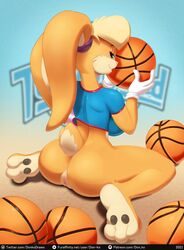 1girls 2021 anthro ass ball basketball blonde_hair blue_background blue_eyes bottomless breasts don_ko female female_focus fur furry furry_only genitals gloves handwear highres lagomorph large_breasts leporid lola_bunny long_ears looking_at_viewer looking_back looking_back_at_viewer looney_tunes mammal mostly_nude naked nude orange_body orange_fur presenting presenting_hindquarters pussy rabbit scut_tail shirt shirt_only sideboob simple_background sitting smile solo solo_female space_jam space_jam:_a_new_legacy tail text thick_thighs topwear url wariza warner_brothers white_clothing white_gloves wide_hips yellow_body