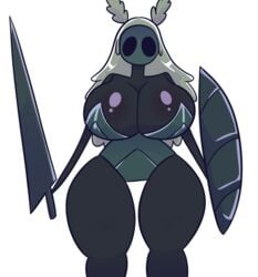 big_breasts black_eyes breasts green_hair hey!_minty hollow_knight mint_ivory moss moss_knight mosskin_tribe nail oddly_bally rule_63 shell tagme