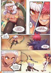 1boy 1girls already_uploaded breasts comic english_text female league_of_legends male nipples page_5 qiyana_yunalai sett strongbana tagme vastaya white_hair