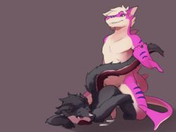 4:3 anal anthro bodily_fluids canid canid_demon cum demon dragon duo felkin fur furred_dragon genital_fluids hellhound hi_res mak_(character) male male/male mammal xyder