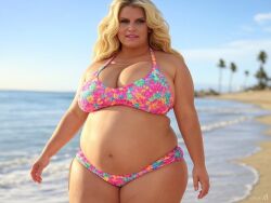 ai_generated bbw big_ass bikini blonde_female blonde_hair daisy_dukes fat jessica_simpson